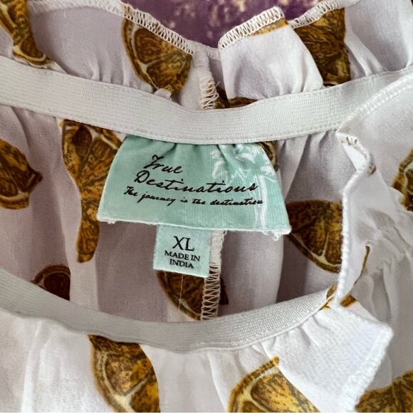 5/$30 True Destinations Lemon Print Tiered Off the Shoulder Dress Coverup - Picture 5 of 5